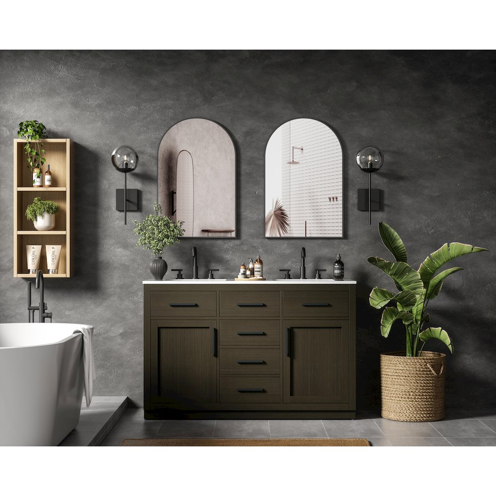 Alden 54 Inch Double Bathroom Vanity In Mocha Brown. Picture 4