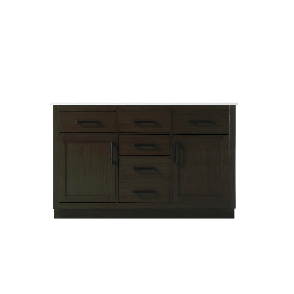 Alden 54 Inch Double Bathroom Vanity In Mocha Brown. Picture 5