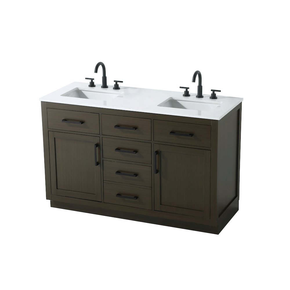 Alden 54 Inch Double Bathroom Vanity In Mocha Brown. Picture 6