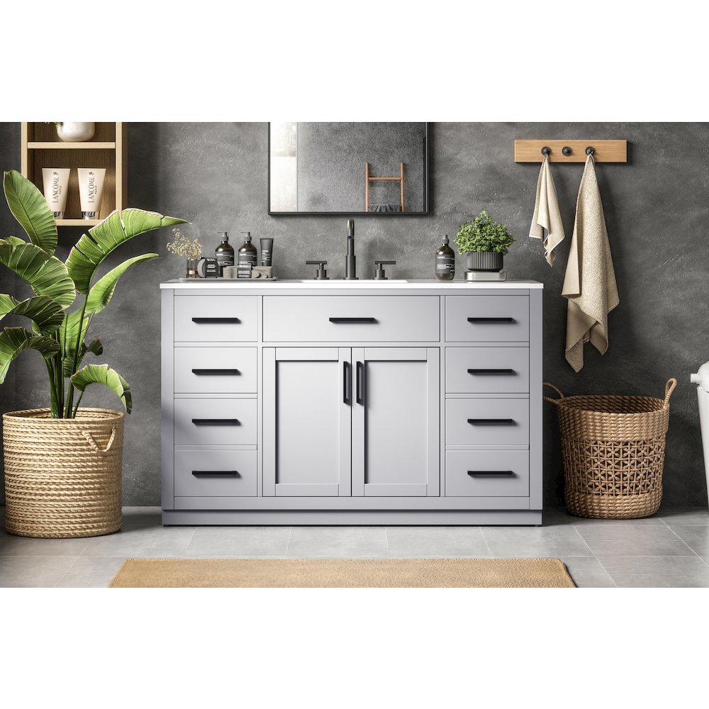 Alden 54 Inch Single Bathroom Vanity In Grey. Picture 2