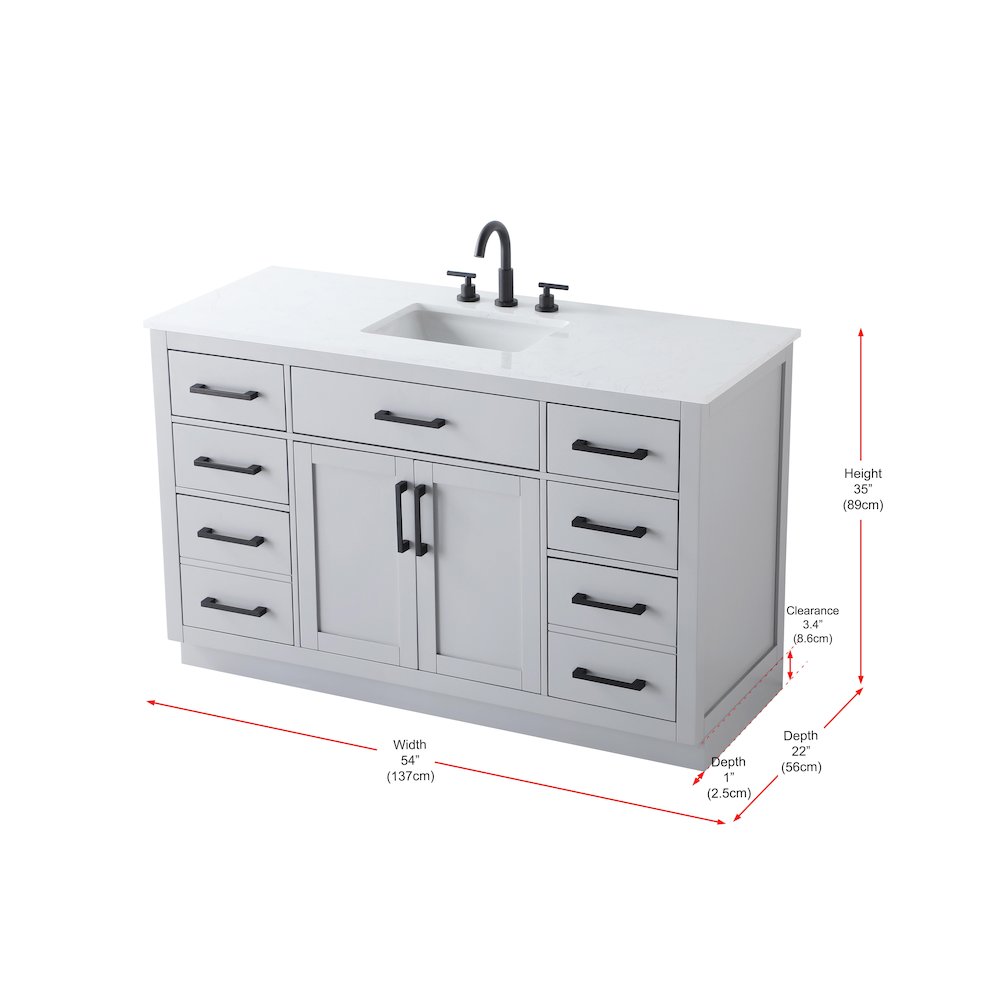 Alden 54 Inch Single Bathroom Vanity In Grey. Picture 13