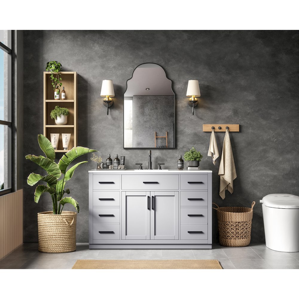 Alden 54 Inch Single Bathroom Vanity In Grey. Picture 4