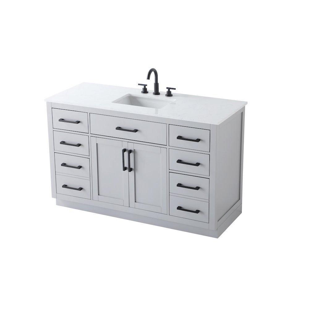 Alden 54 Inch Single Bathroom Vanity In Grey. Picture 6