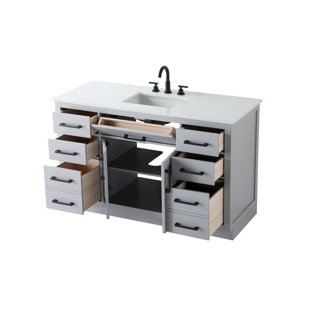 Alden 54 Inch Single Bathroom Vanity In Grey. Picture 7
