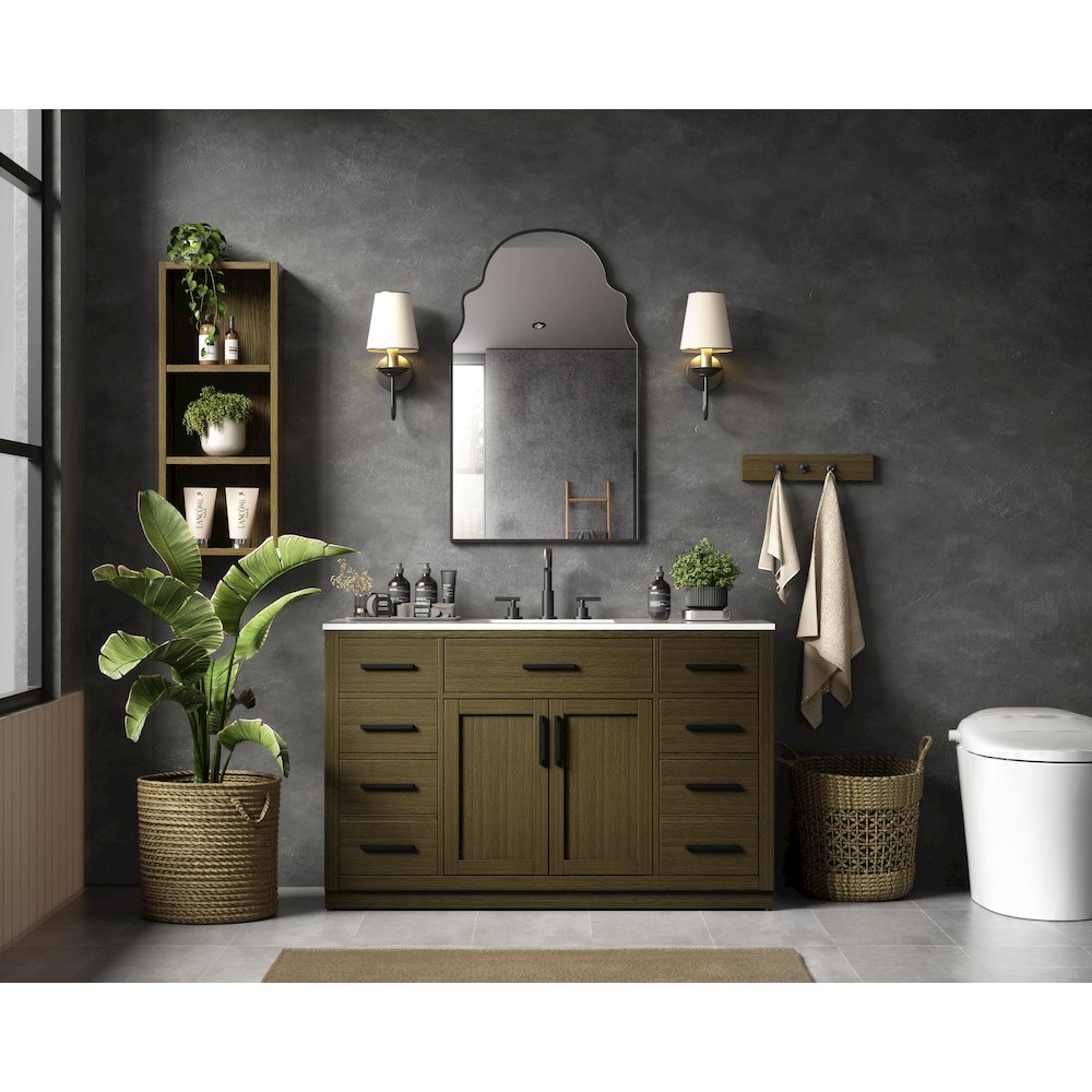 Alden 54 Inch Single Bathroom Vanity In Chestnut Brown. Picture 4