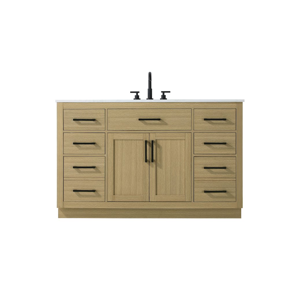 Alden 54 Inch Single Bathroom Vanity In Honey Brown. Picture 1
