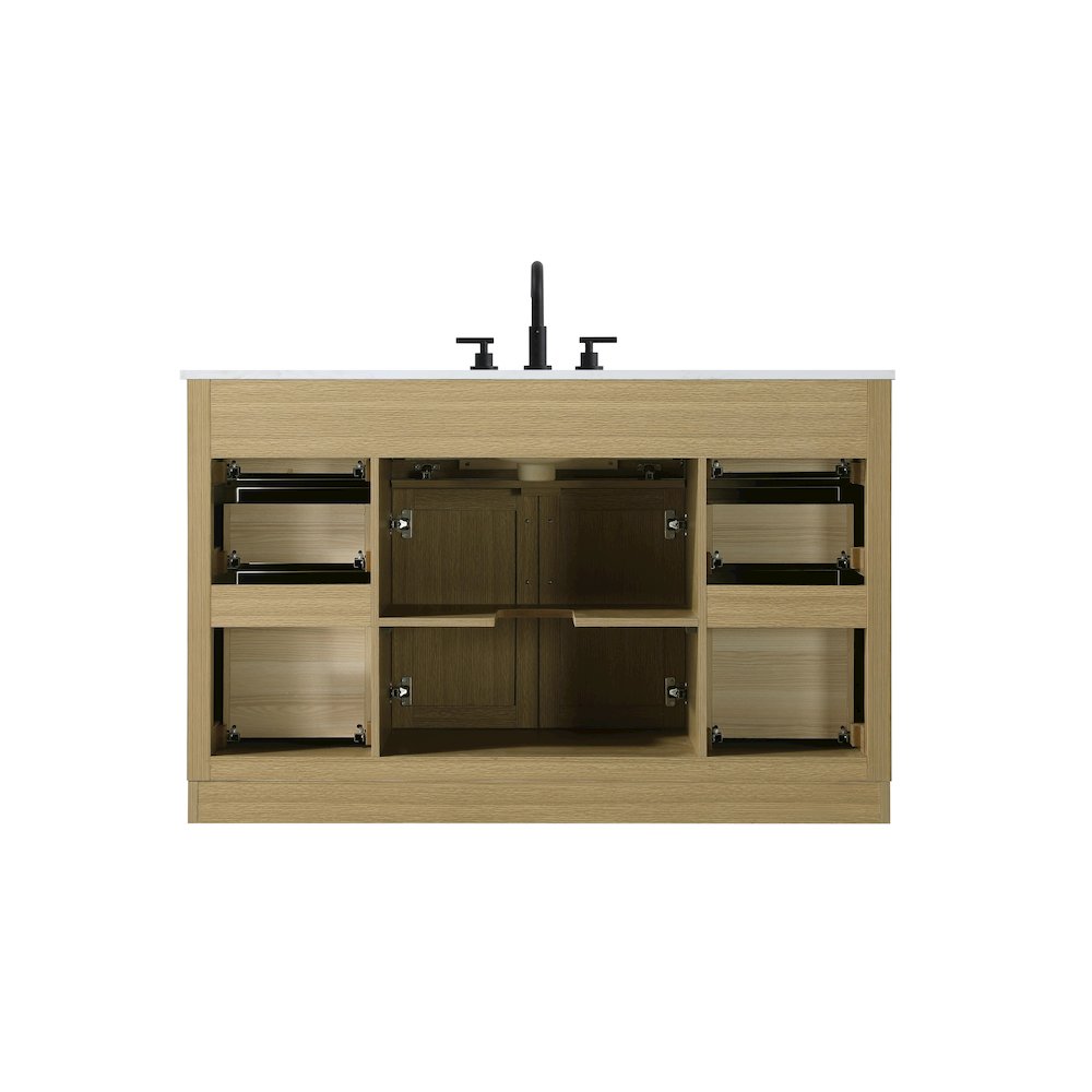 Alden 54 Inch Single Bathroom Vanity In Honey Brown. Picture 12