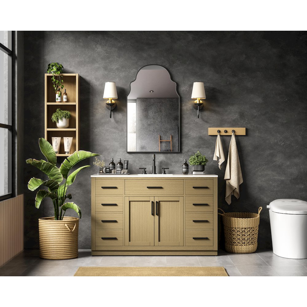 Alden 54 Inch Single Bathroom Vanity In Honey Brown. Picture 4