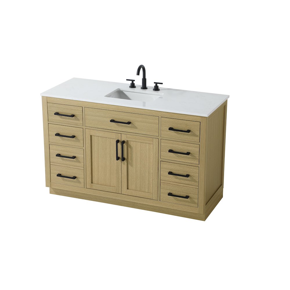 Alden 54 Inch Single Bathroom Vanity In Honey Brown. Picture 6