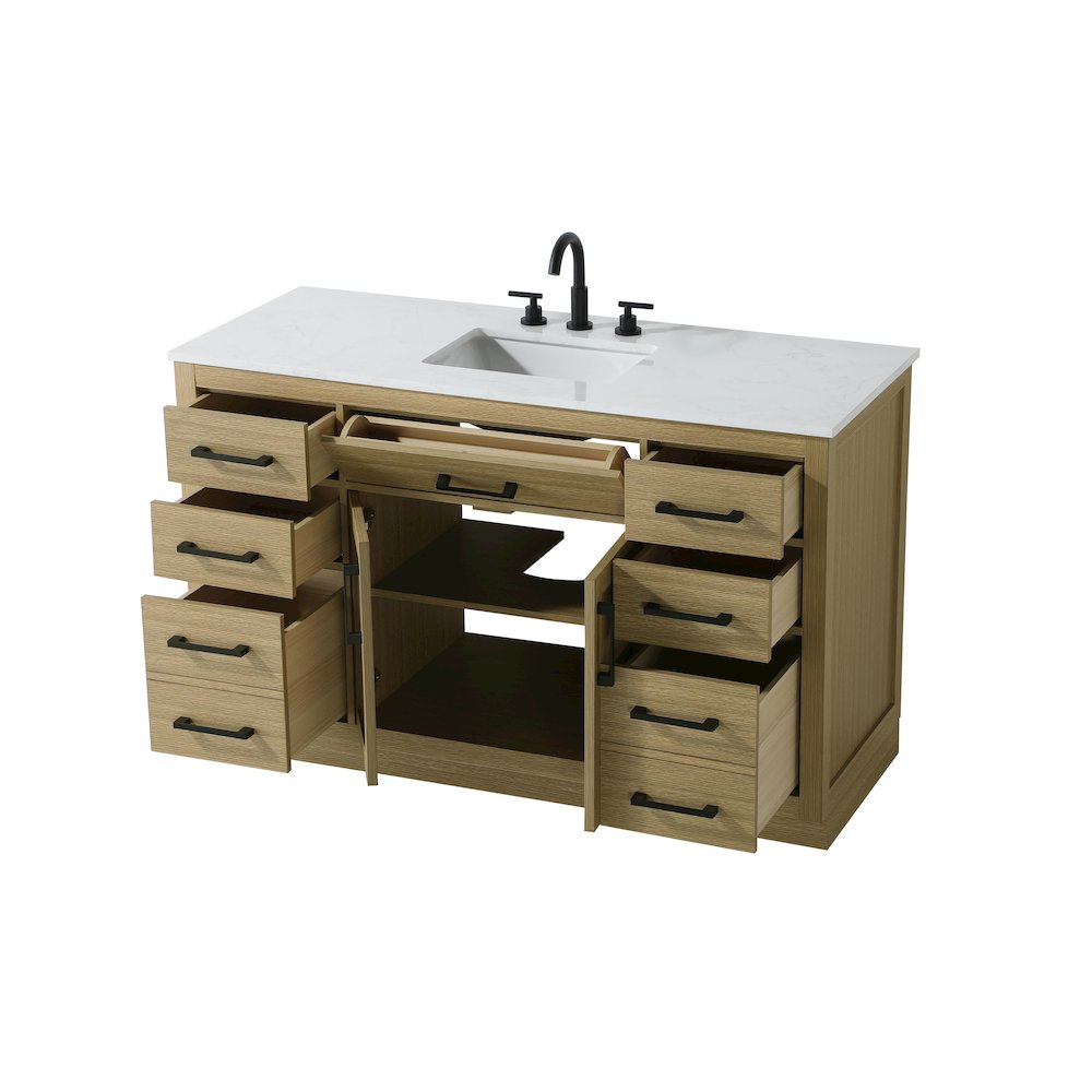 Alden 54 Inch Single Bathroom Vanity In Honey Brown. Picture 7