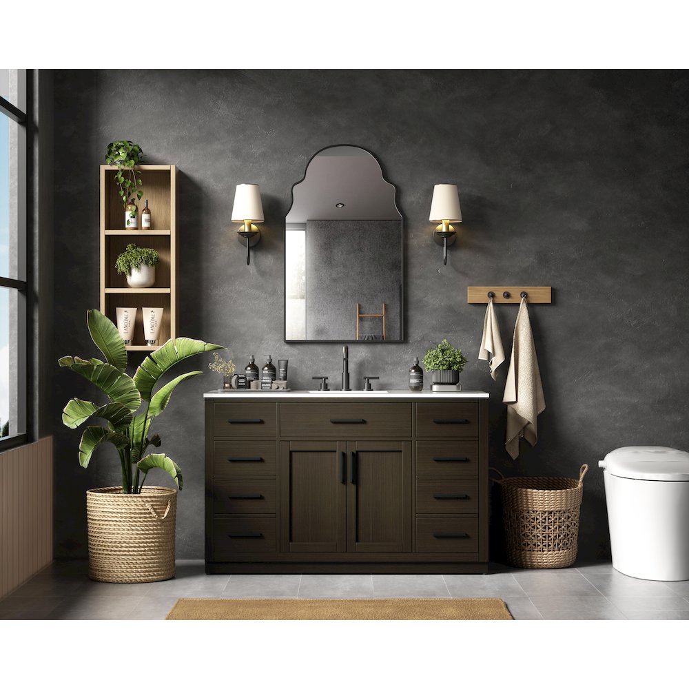 Alden 54 Inch Single Bathroom Vanity In Mocha Brown. Picture 4