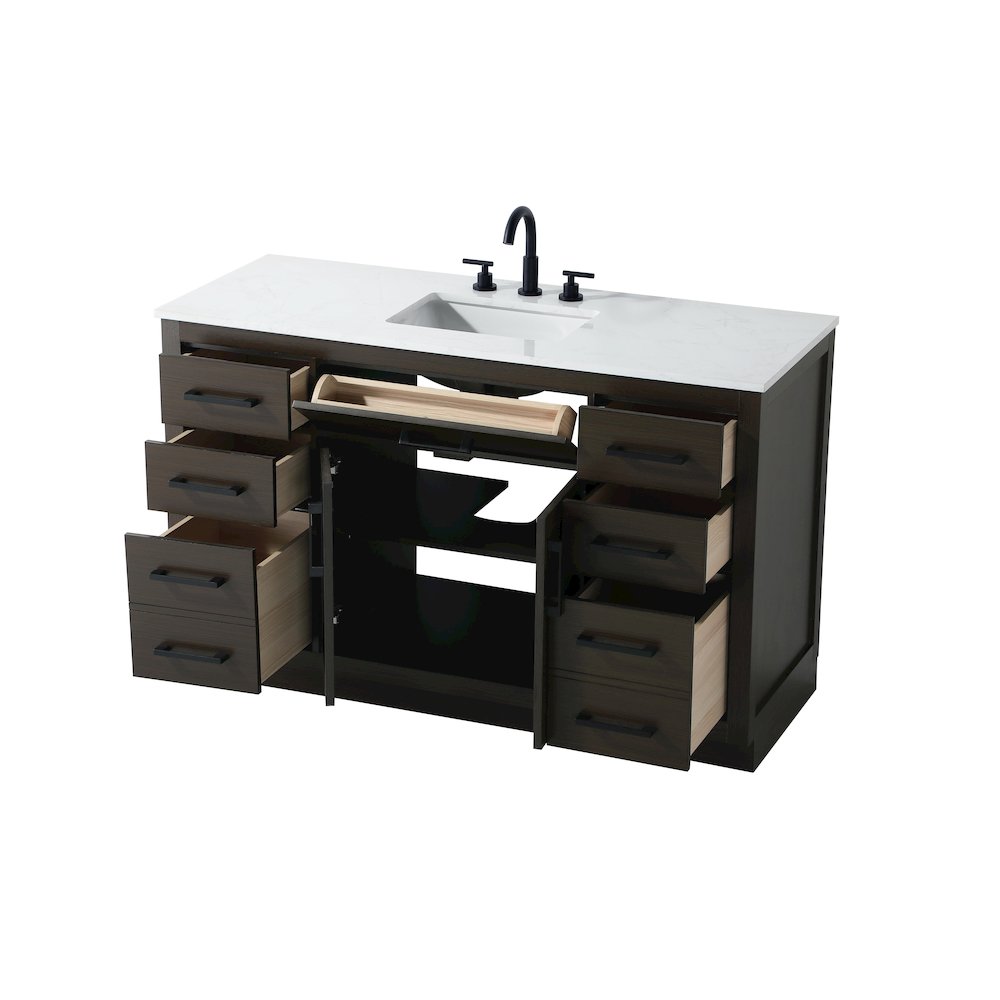 Alden 54 Inch Single Bathroom Vanity In Mocha Brown. Picture 7