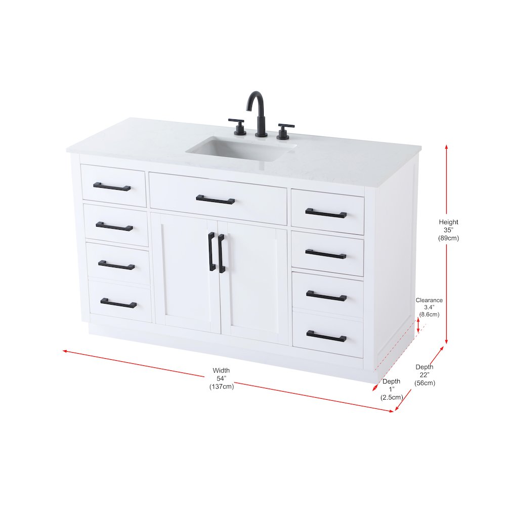 Alden 54 Inch Single Bathroom Vanity In White. Picture 13