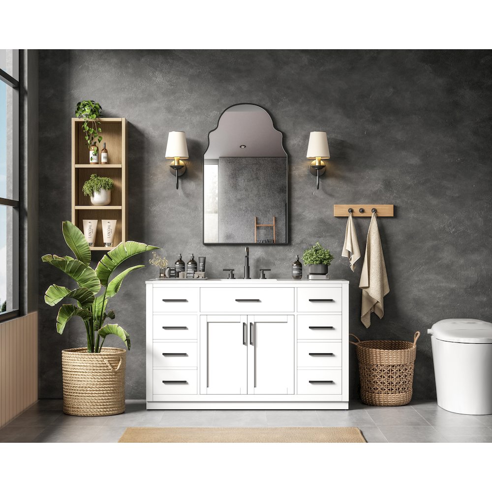 Alden 54 Inch Single Bathroom Vanity In White. Picture 4