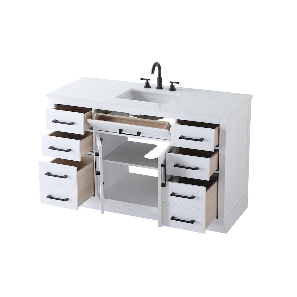 Alden 54 Inch Single Bathroom Vanity In White. Picture 7