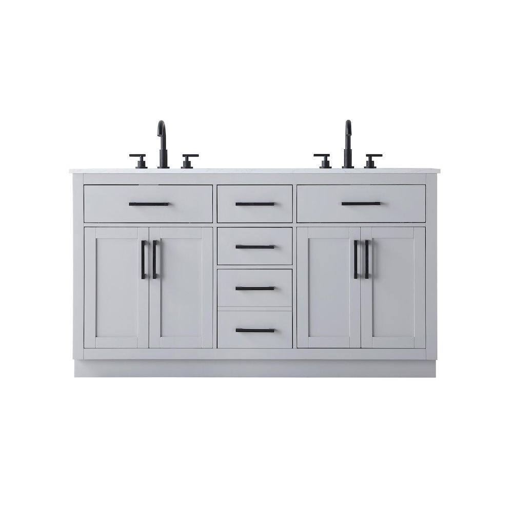 Alden 60 Inch Double Bathroom Vanity In Grey. Picture 1