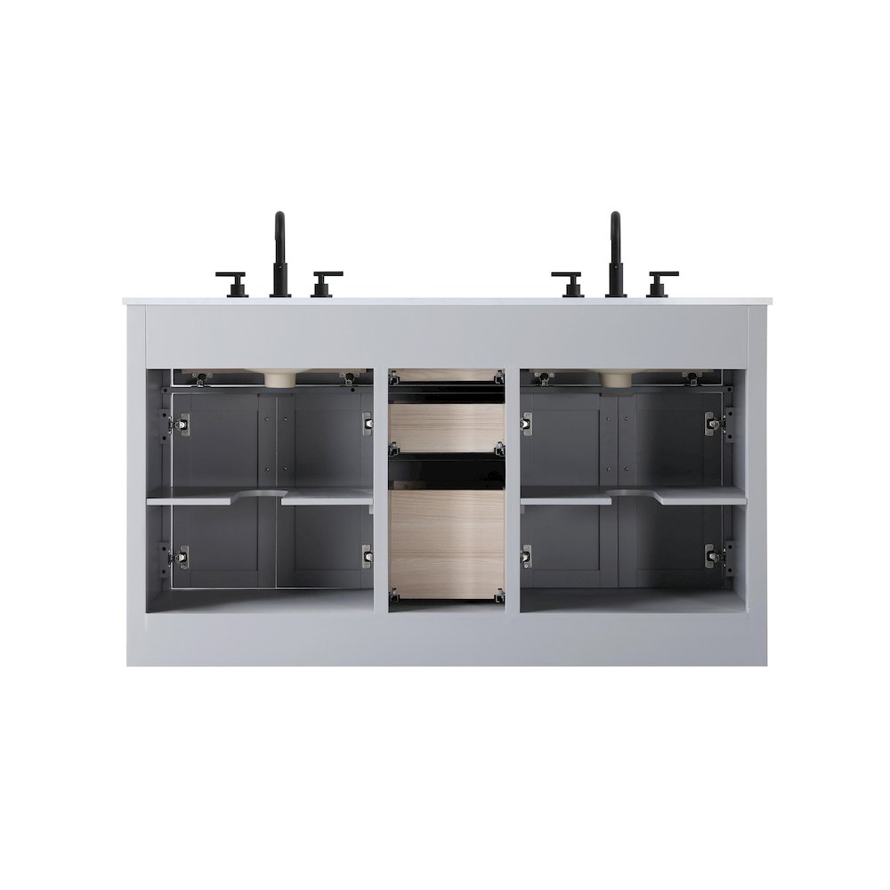 Alden 60 Inch Double Bathroom Vanity In Grey. Picture 12