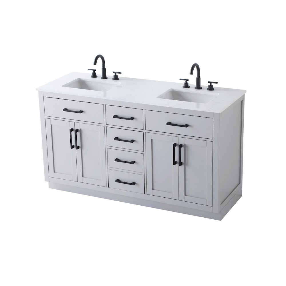 Alden 60 Inch Double Bathroom Vanity In Grey. Picture 6
