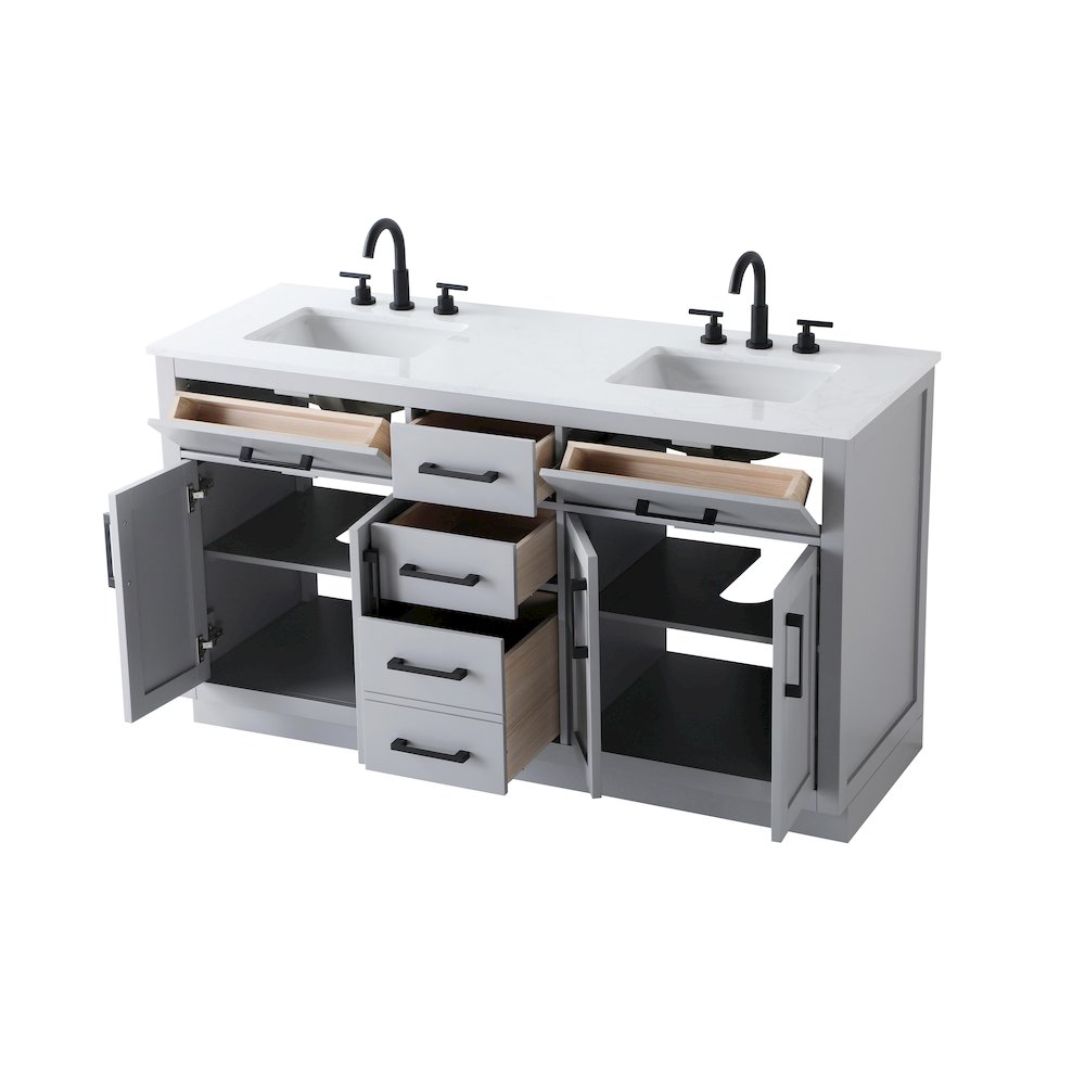 Alden 60 Inch Double Bathroom Vanity In Grey. Picture 7