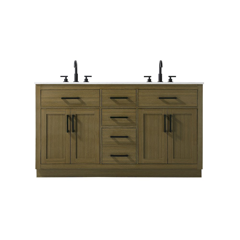 Alden 60 Inch Double Bathroom Vanity In Chestnut Brown. Picture 1