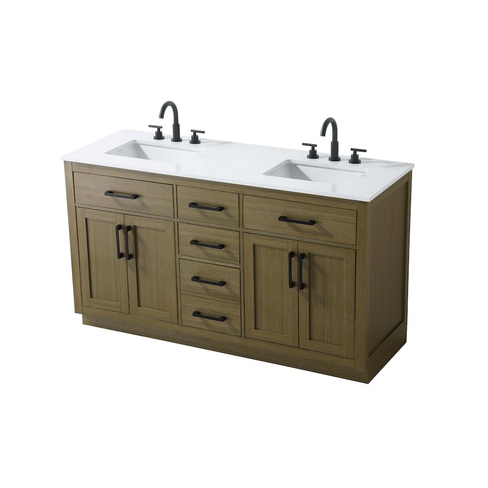 Alden 60 Inch Double Bathroom Vanity In Chestnut Brown. Picture 6