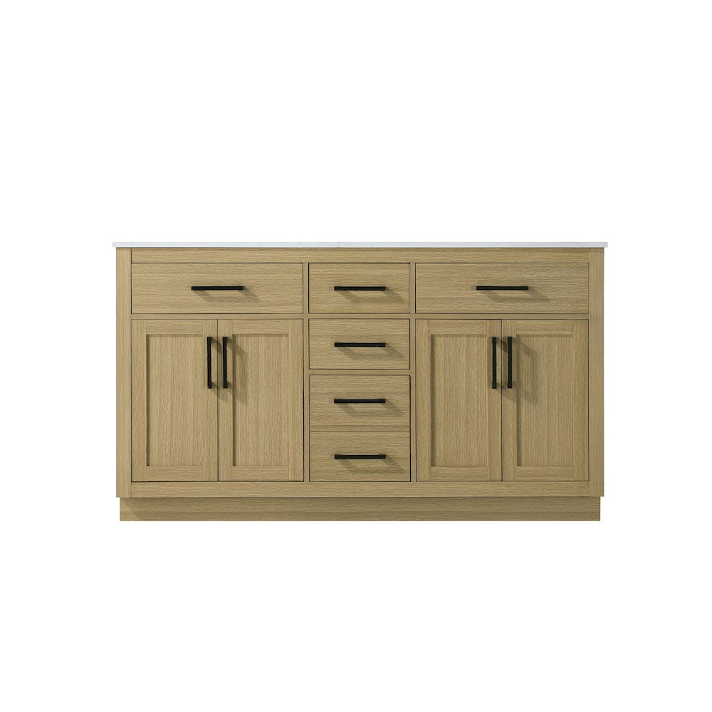 Alden 60 Inch Double Bathroom Vanity In Honey Brown. Picture 5