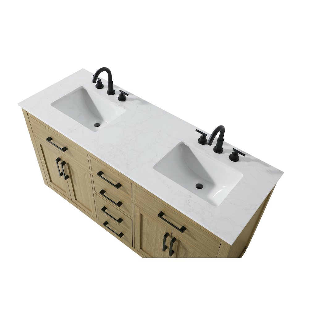 Alden 60 Inch Double Bathroom Vanity In Honey Brown. Picture 8