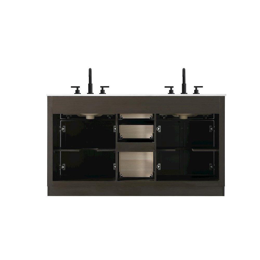 Alden 60 Inch Double Bathroom Vanity In Mocha Brown. Picture 12