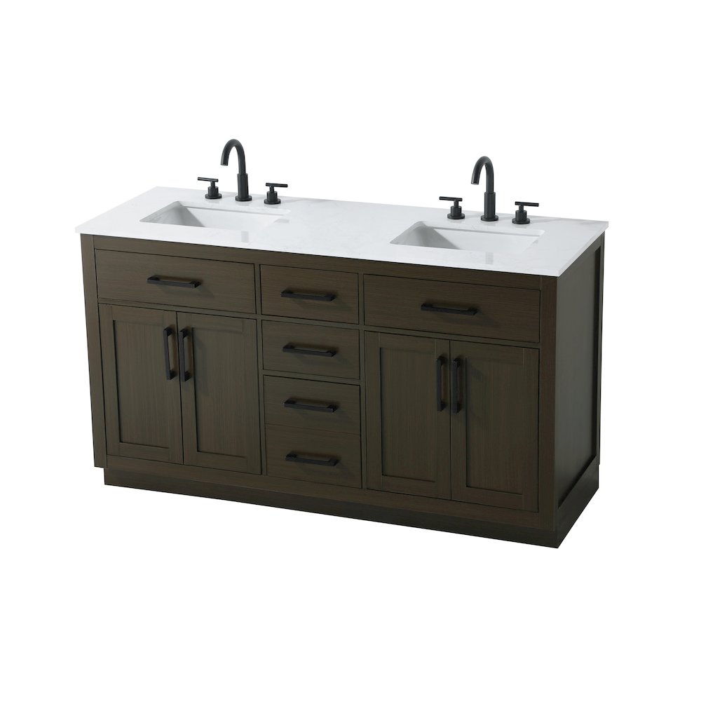 Alden 60 Inch Double Bathroom Vanity In Mocha Brown. Picture 6