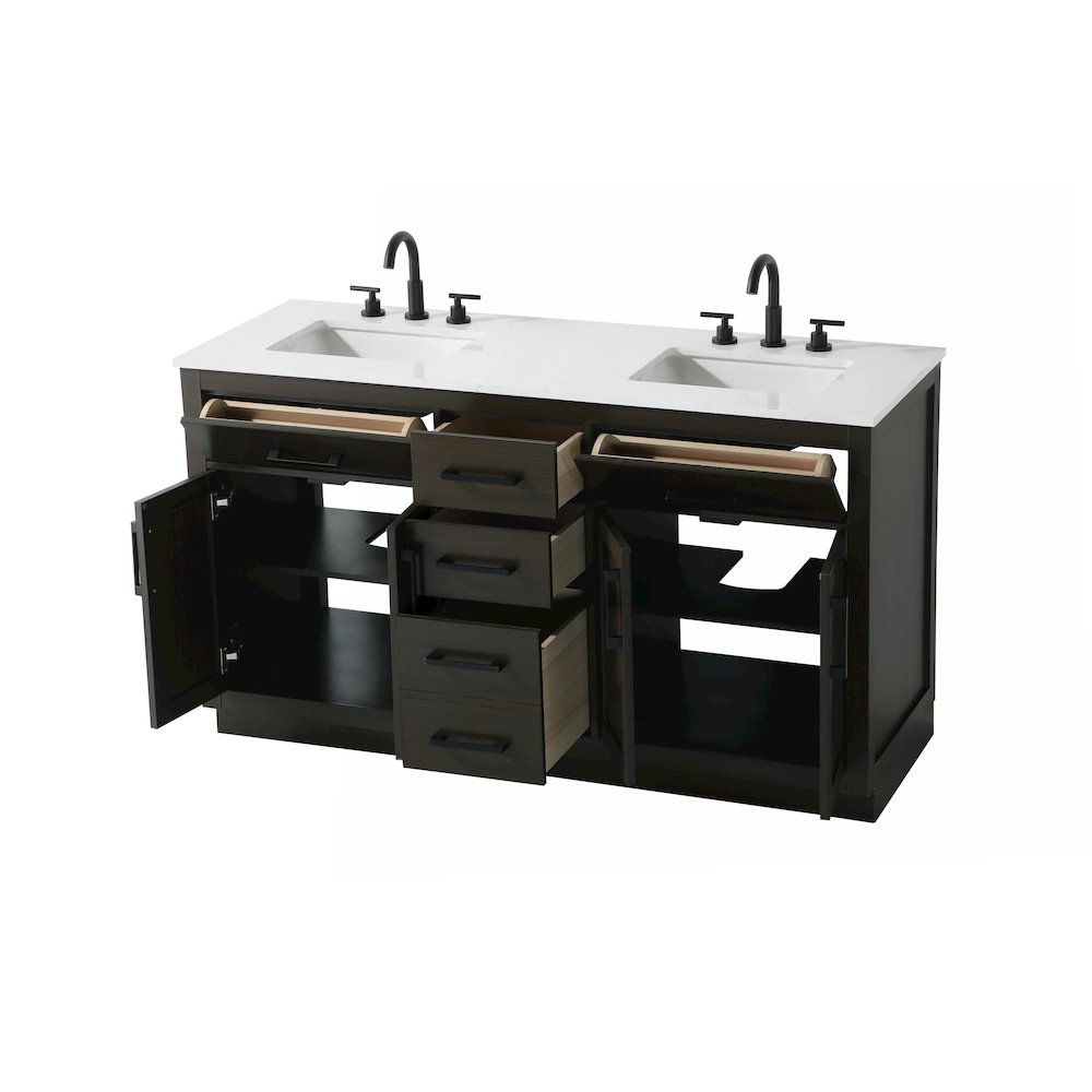 Alden 60 Inch Double Bathroom Vanity In Mocha Brown. Picture 7