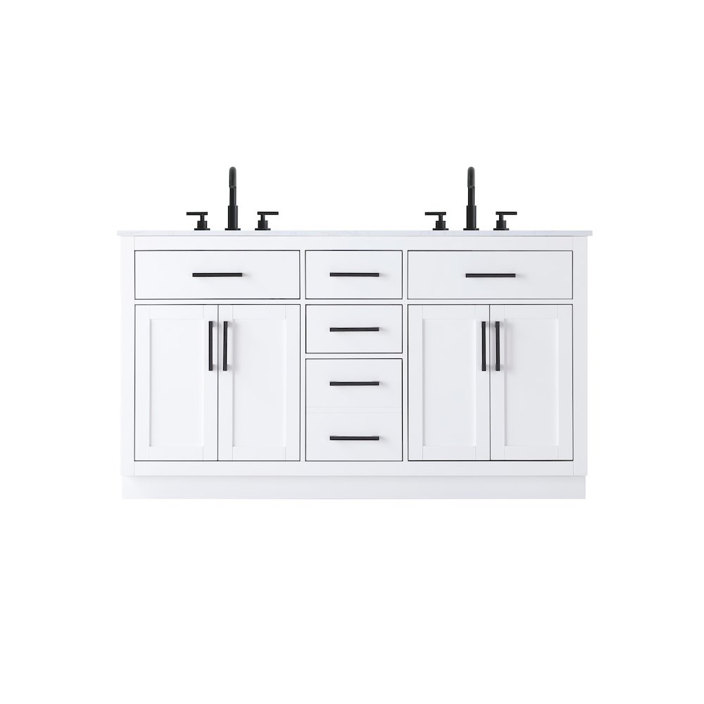 Alden 60 Inch Double Bathroom Vanity In White. Picture 1