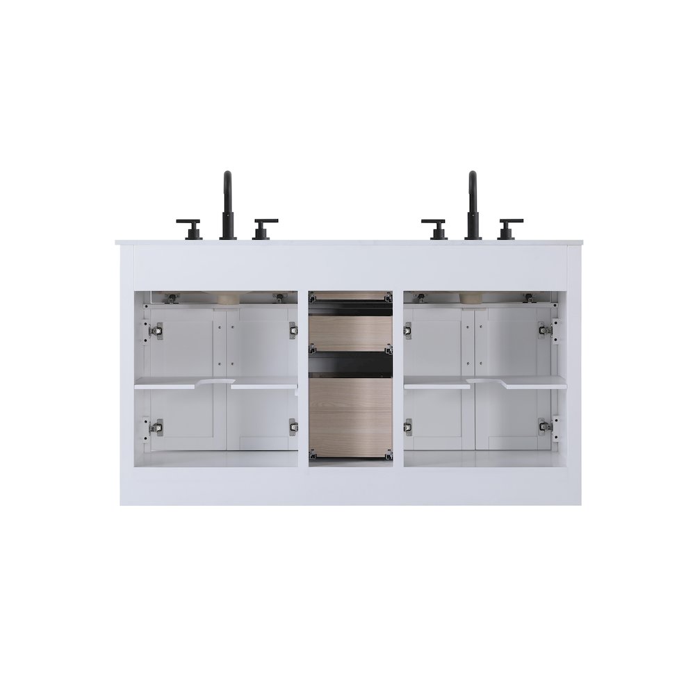 Alden 60 Inch Double Bathroom Vanity In White. Picture 12