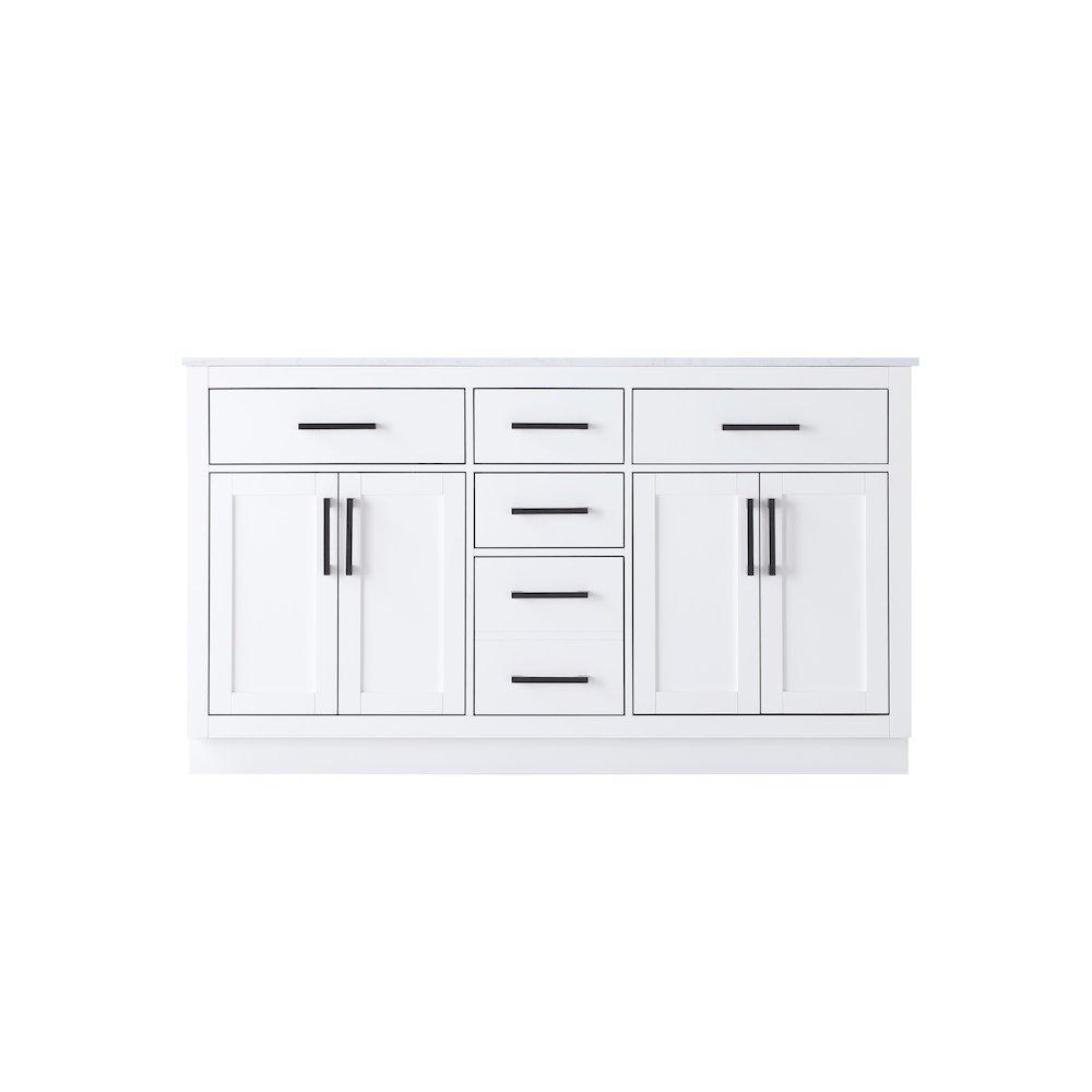 Alden 60 Inch Double Bathroom Vanity In White. Picture 5