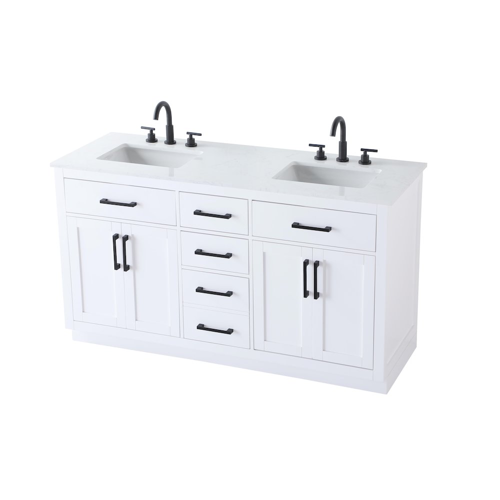 Alden 60 Inch Double Bathroom Vanity In White. Picture 6
