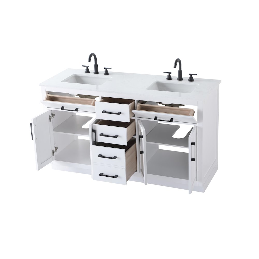 Alden 60 Inch Double Bathroom Vanity In White. Picture 7