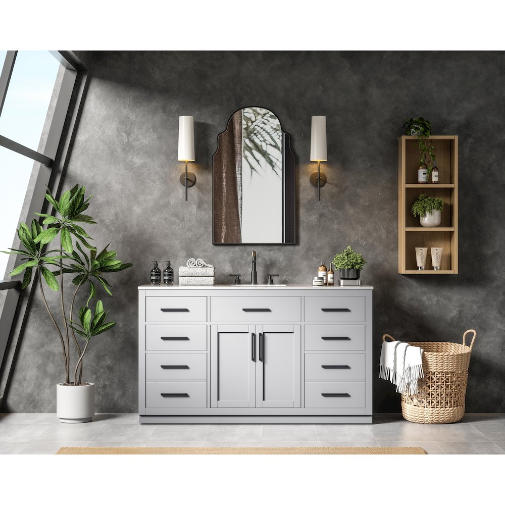 Alden 60 Inch Single Bathroom Vanity In Grey. Picture 4