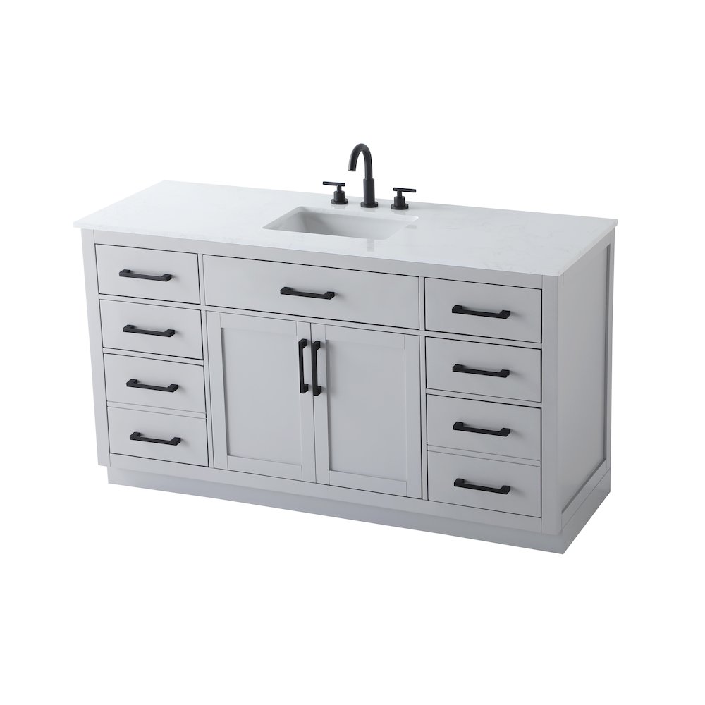 Alden 60 Inch Single Bathroom Vanity In Grey. Picture 6