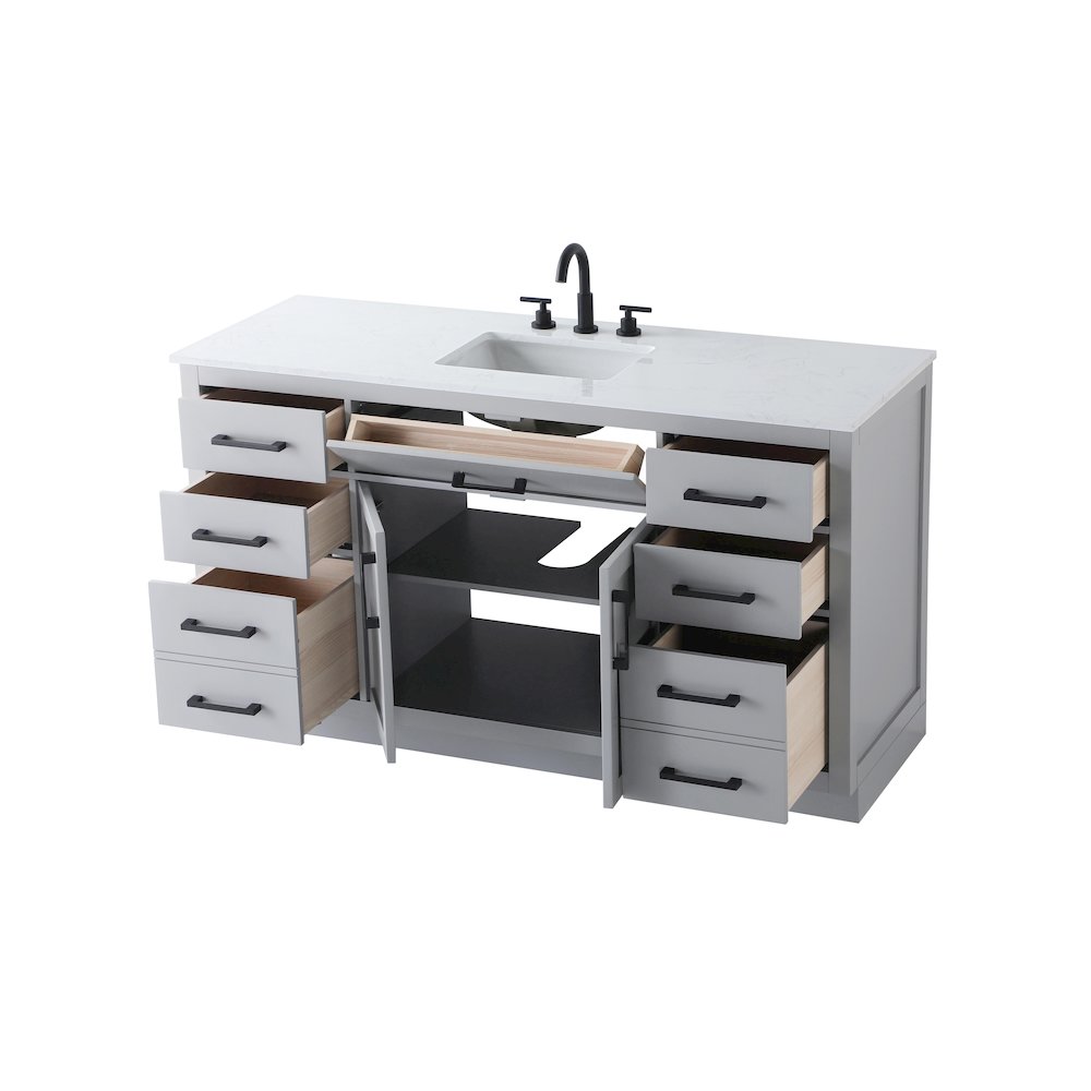 Alden 60 Inch Single Bathroom Vanity In Grey. Picture 7