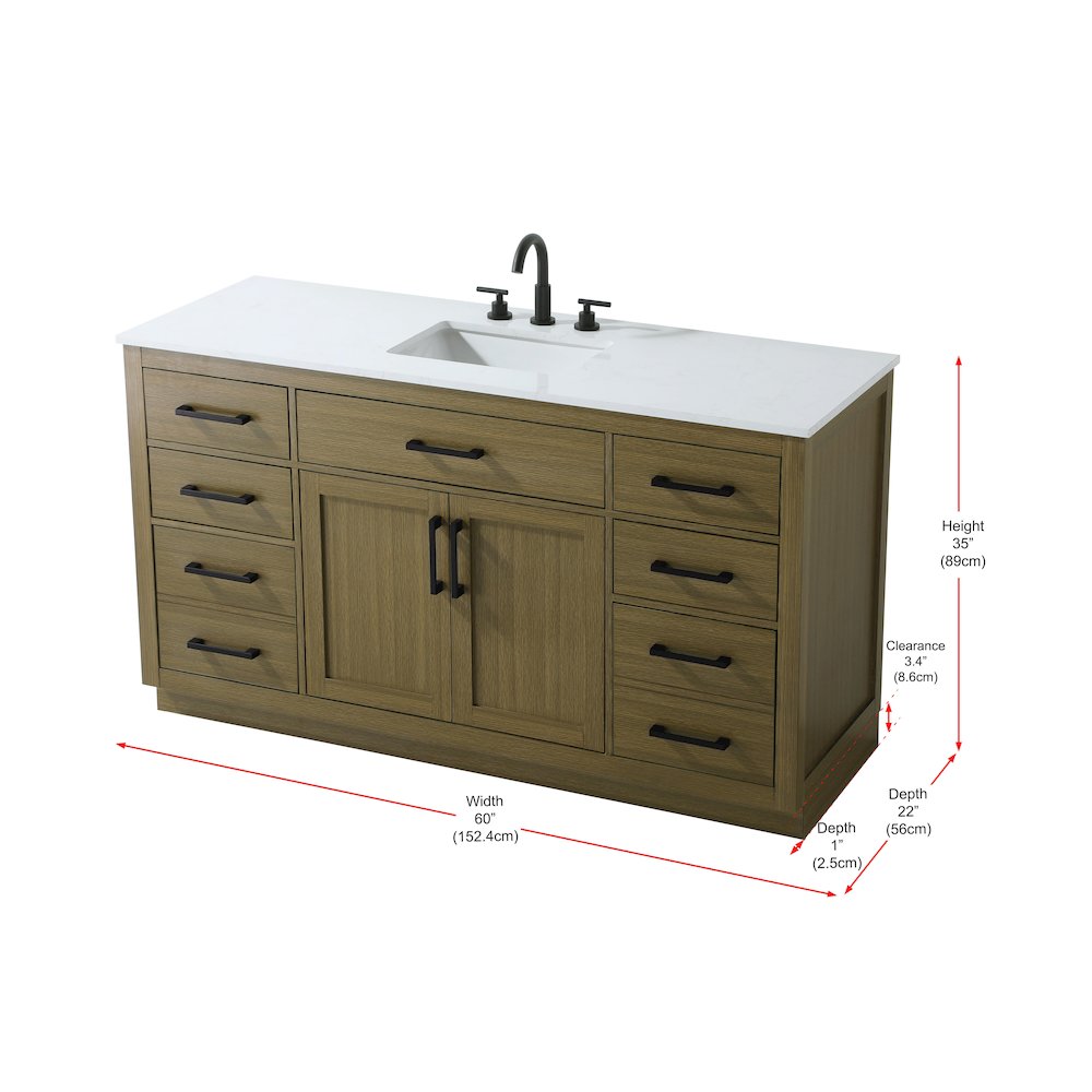 Alden 60 Inch Single Bathroom Vanity In Chestnut Brown. Picture 13