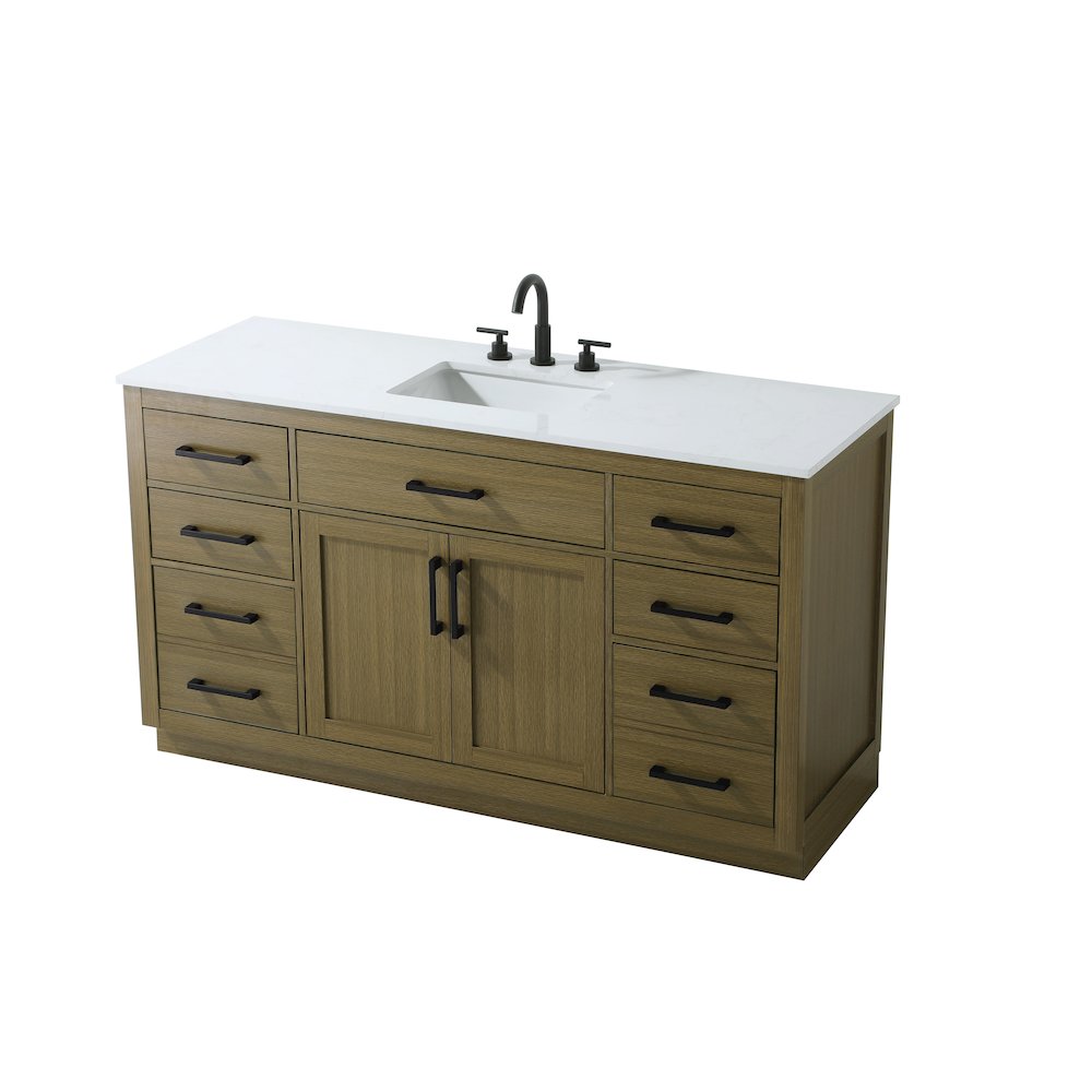 Alden 60 Inch Single Bathroom Vanity In Chestnut Brown. Picture 6