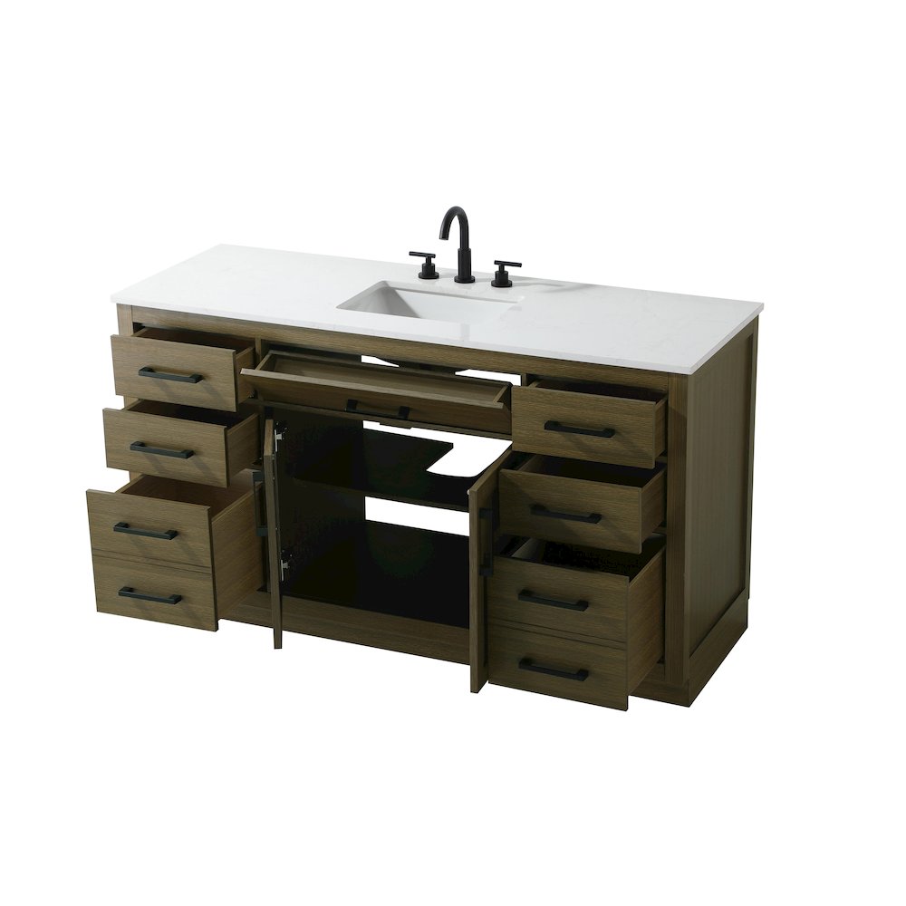 Alden 60 Inch Single Bathroom Vanity In Chestnut Brown. Picture 7