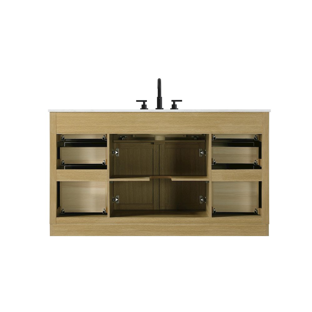 Alden 60 Inch Single Bathroom Vanity In Honey Brown. Picture 12