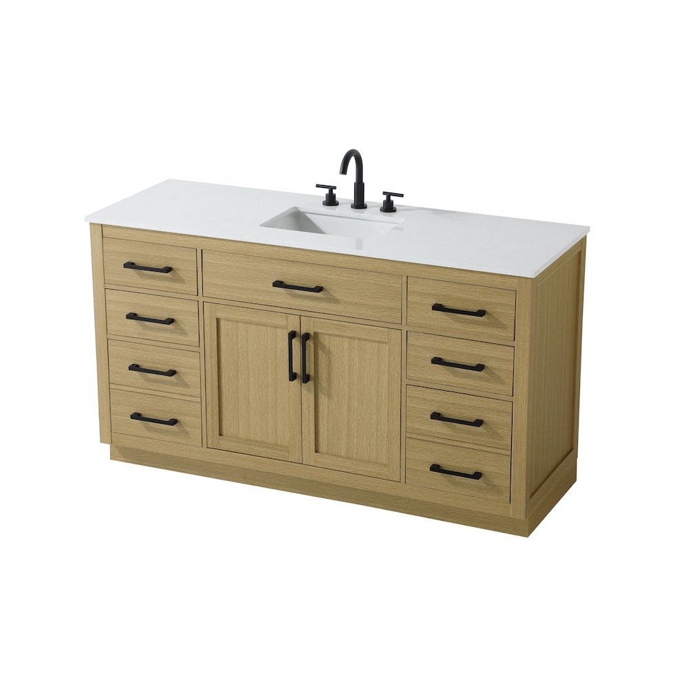 Alden 60 Inch Single Bathroom Vanity In Honey Brown. Picture 6