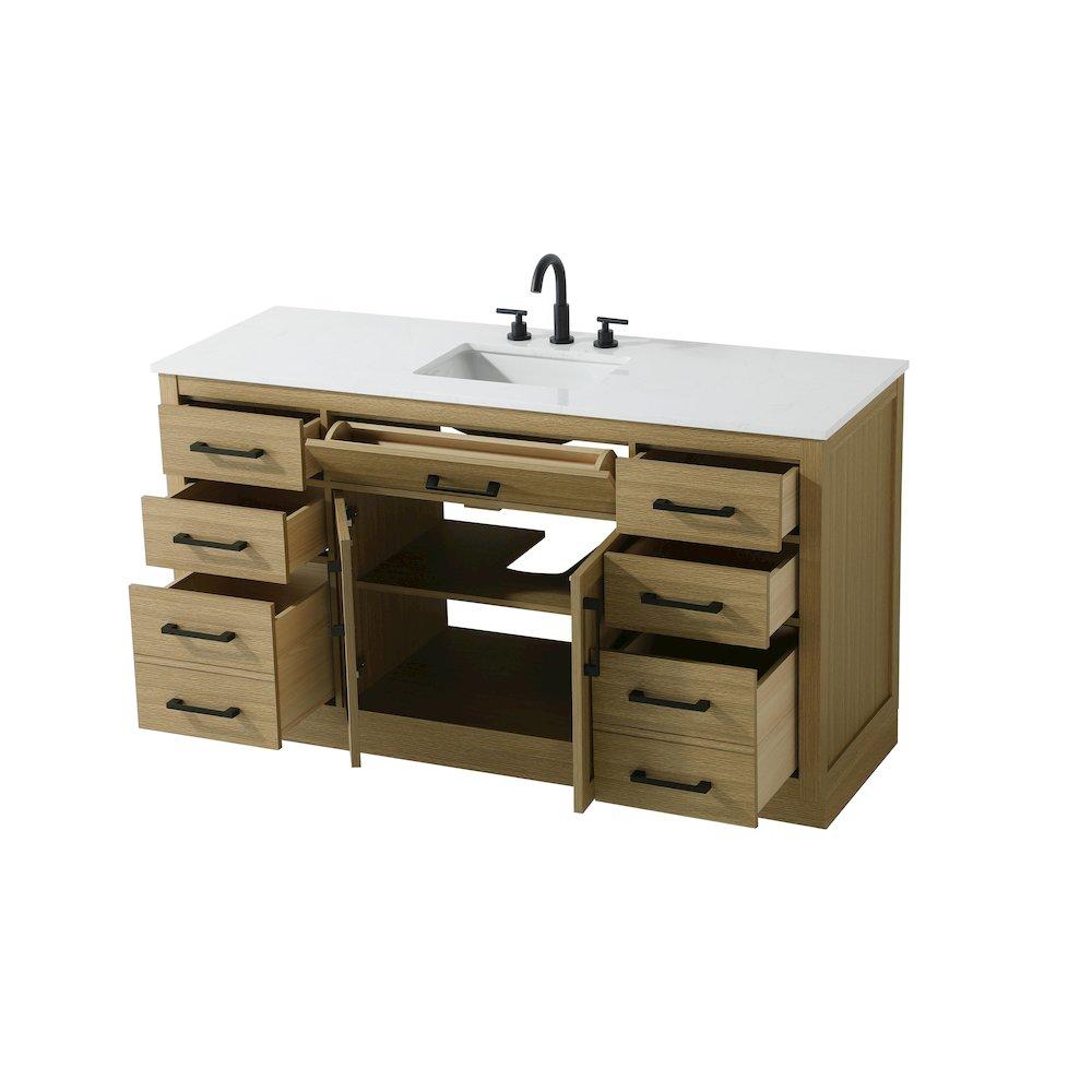 Alden 60 Inch Single Bathroom Vanity In Honey Brown. Picture 7