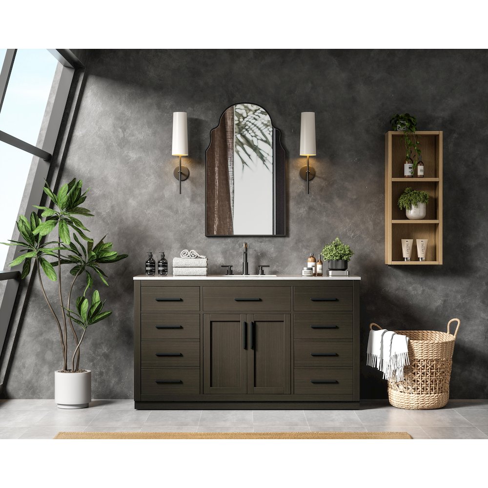 Alden 60 Inch Single Bathroom Vanity In Mocha Brown. Picture 4