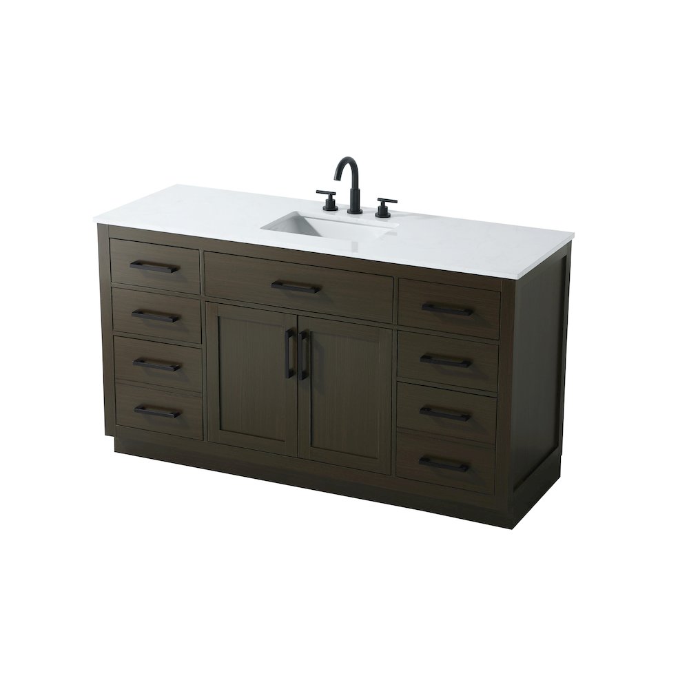 Alden 60 Inch Single Bathroom Vanity In Mocha Brown. Picture 6