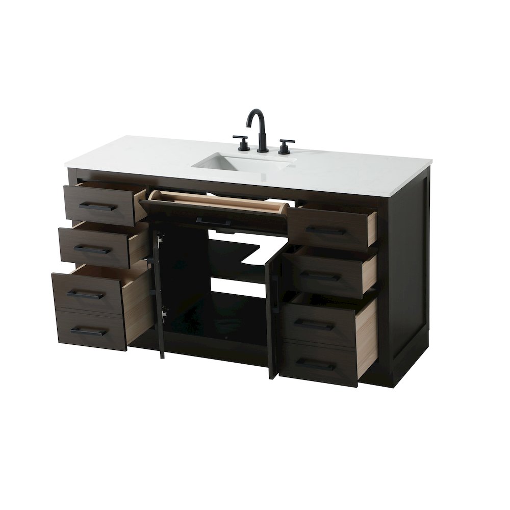 Alden 60 Inch Single Bathroom Vanity In Mocha Brown. Picture 7