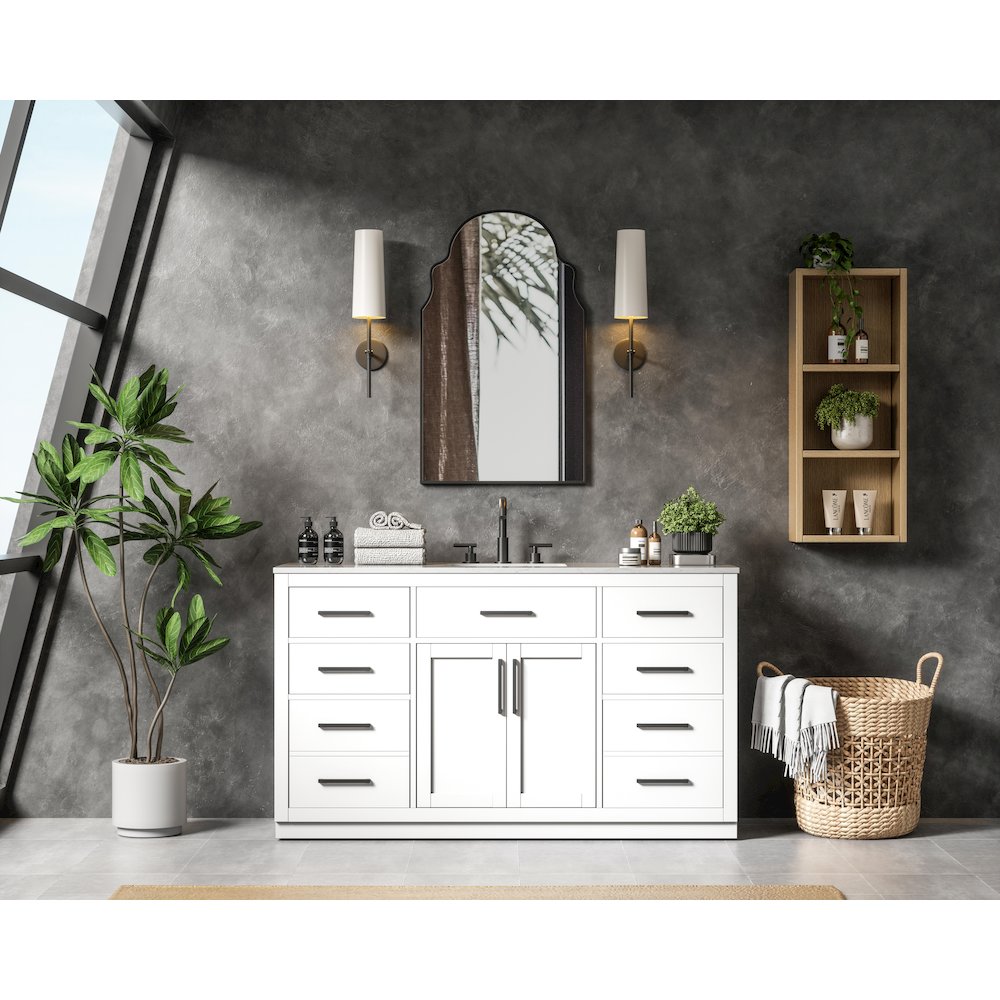 Alden 60 Inch Single Bathroom Vanity In White. Picture 4