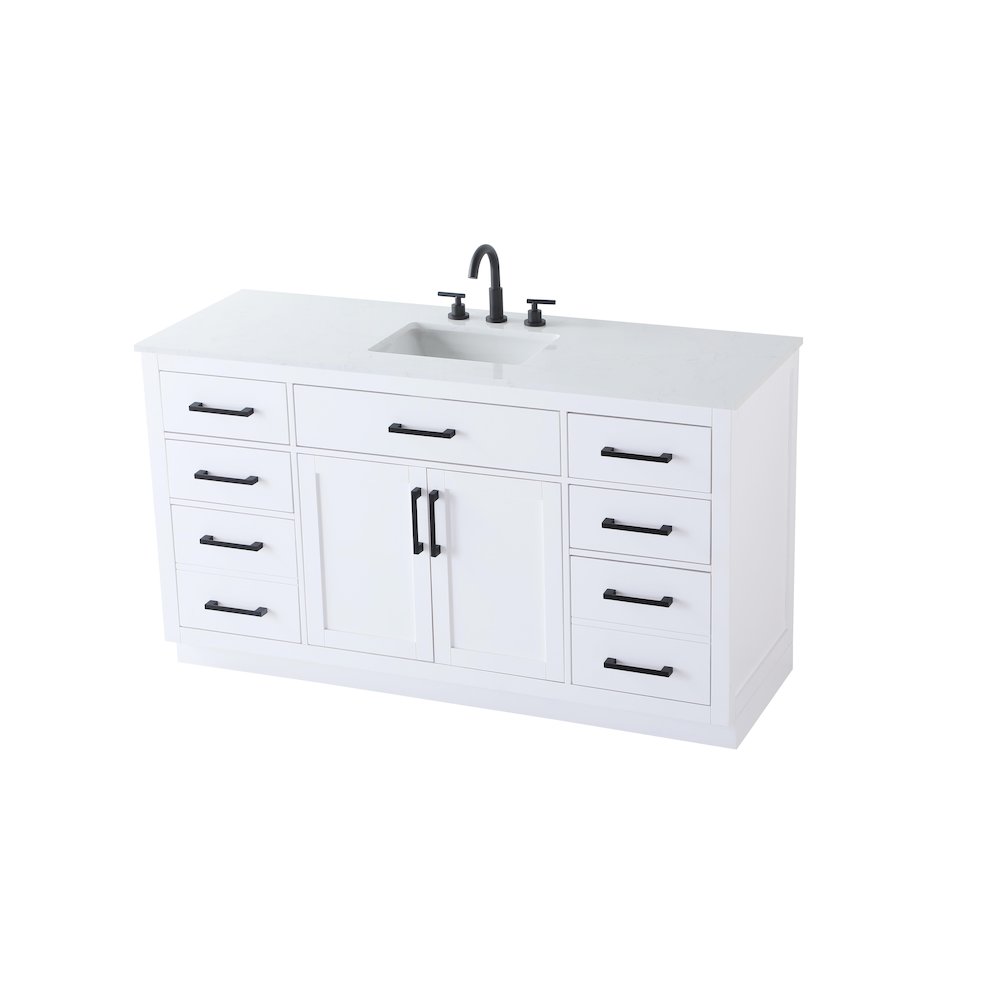 Alden 60 Inch Single Bathroom Vanity In White. Picture 6
