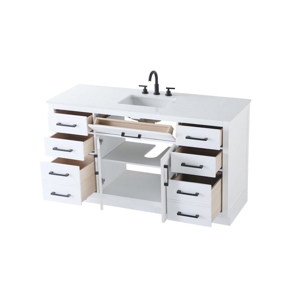 Alden 60 Inch Single Bathroom Vanity In White. Picture 7